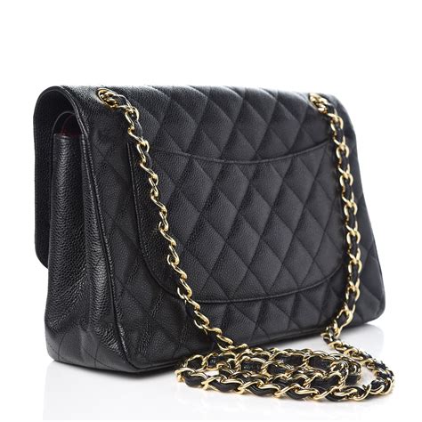 double flap caviar chanel|CHANEL Caviar Quilted Jumbo Double Flap Black.